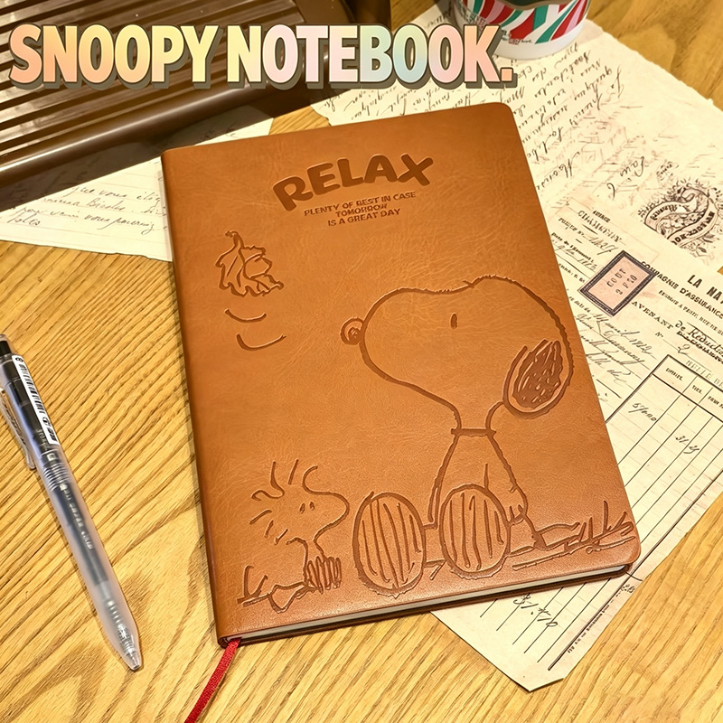 Vintage Leather Journal Notebook - Vintage Snoopy A5 Leather Notebook Cute