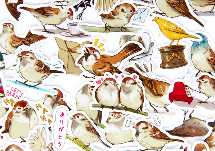 40PCS Birdie  Stickers Crafts  - Stationery Books ulasan dan harga