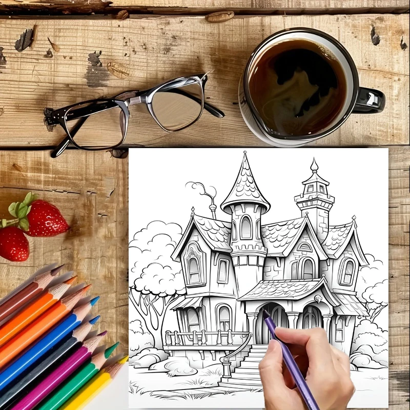 Haunted House Coloring Book fo - Adult Coloring Book Stress Relief ulasan dan harga