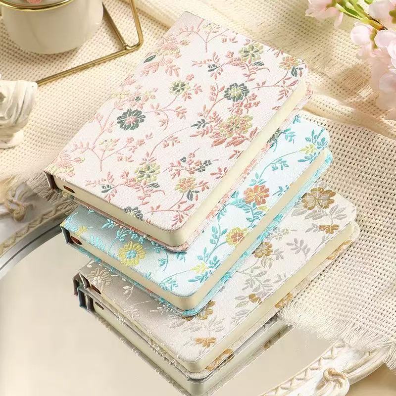 A6 Chinese Floral Brocade Note - Vintage Leather Journal Notebook ulasan dan harga