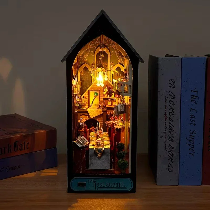 Magic Restaurant Bookshelf Hom - Diy Wooden Book Nook Kit Shelf Insert ulasan dan harga